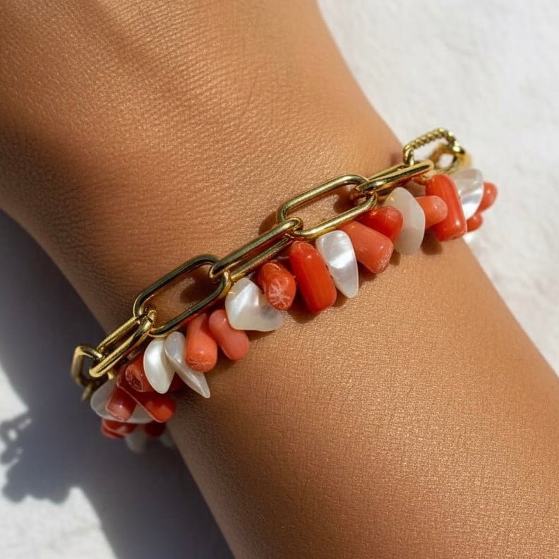 NEGRONI - bracciale in corallo bambù e madreperla - OE!