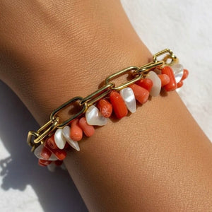 NEGRONI - bracciale in corallo bambù e madreperla - OE!