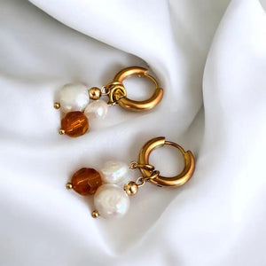 ORANGE CRYSTAL – CERCHI ORO CON PERLE - OE!