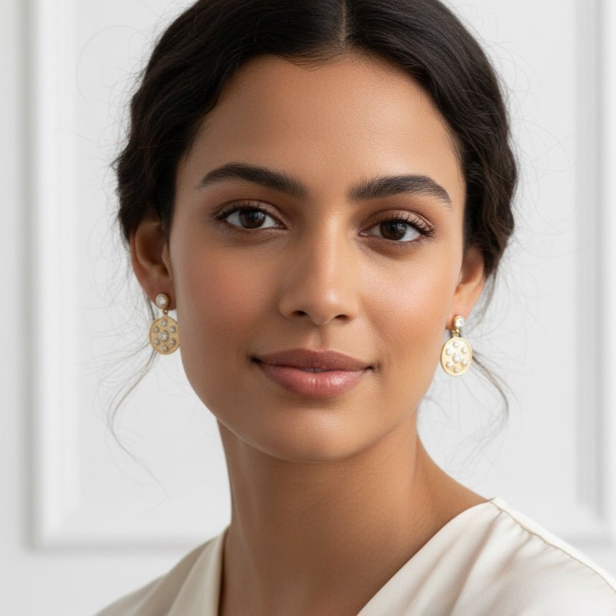 Orbis - Orecchini Artigianali Made in Italy - Acciaio Inox Placcato Oro 18K Anallergici - Zirconi e Oro - OE!