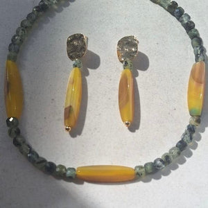 Orecchini con Agata Gialla e quarzo verde – Gioiello Artigianale Made in Italy - OE!