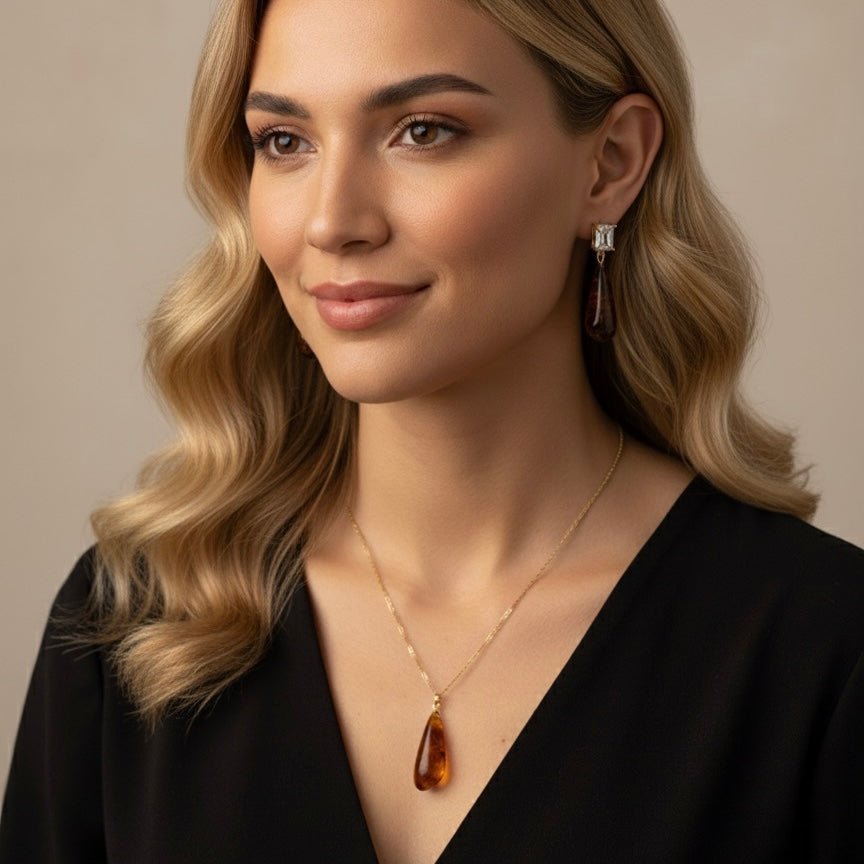 Orecchini con zirconi effetto Ambra – Placcati Oro 18K - OE!