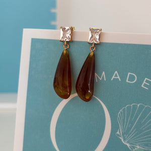 Orecchini con zirconi effetto Ambra – Placcati Oro 18K - OE!