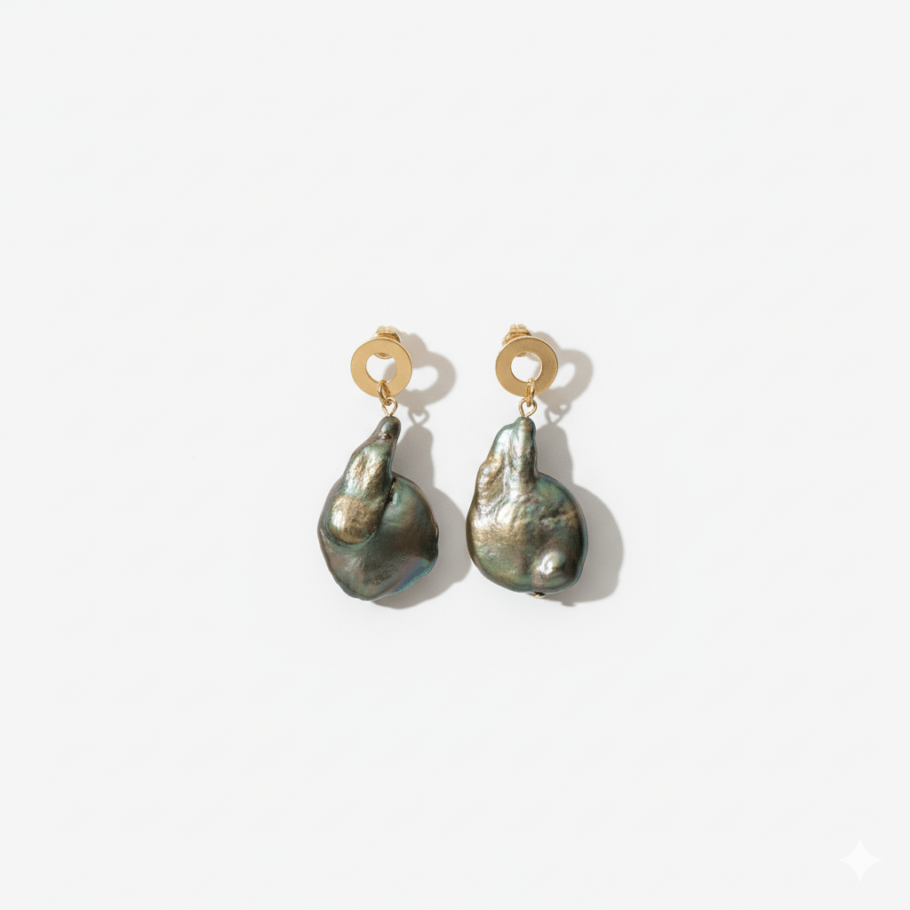 Orecchini Pendenti Perla Barocca Verde – Made in Italy - OE!