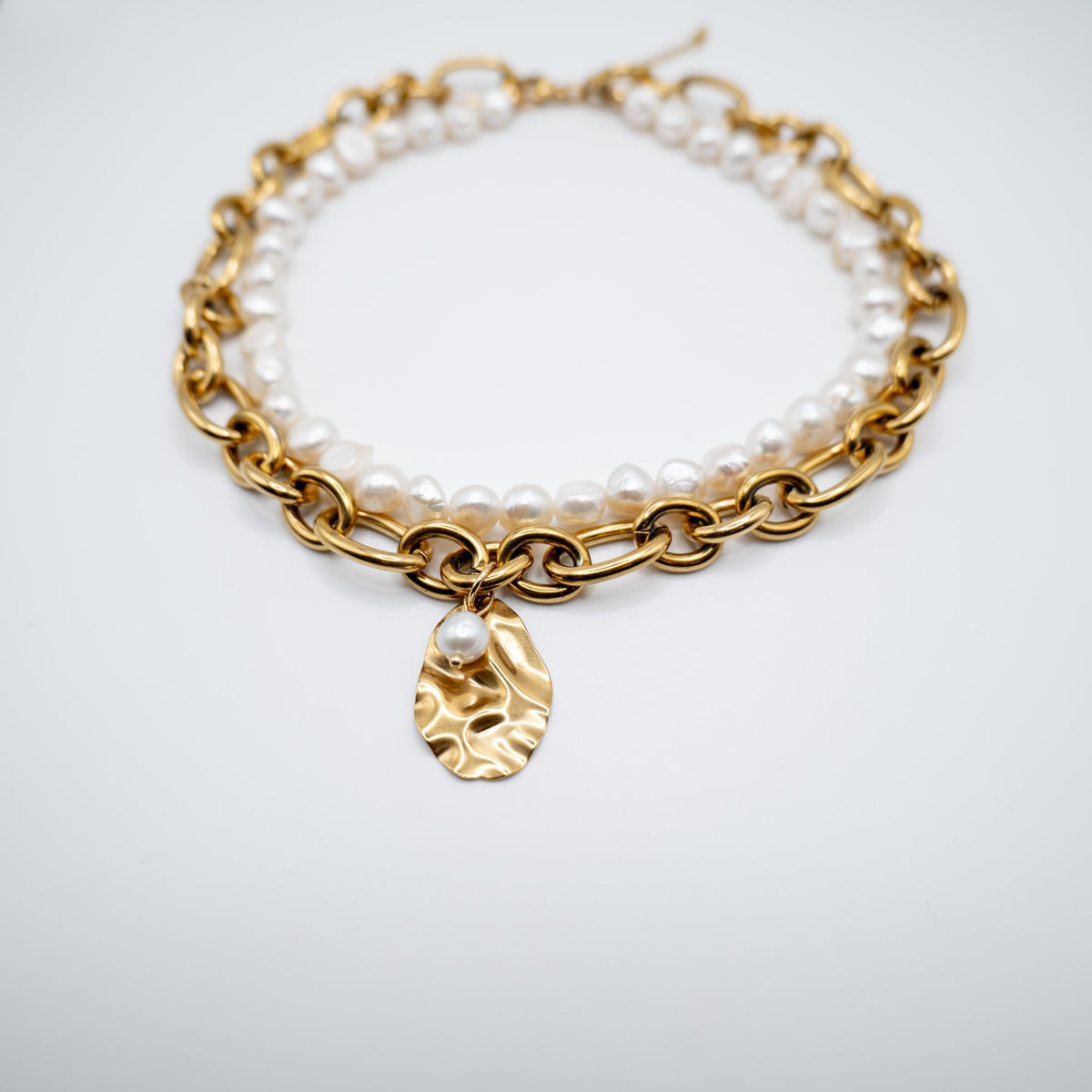 ORO GIALLO - Collana con catena e perle - OE!