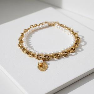 ORO GIALLO - Collana con catena e perle - OE!