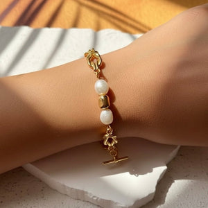 Oro & Onde – Bracciale a catena dorata con perle d’acqua dolce - OE!