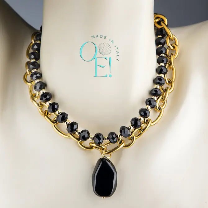 OSSIDIANA - Collana con pietra naturale e catena oro - OE!