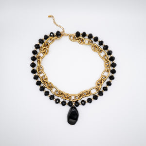 OSSIDIANA - Collana con pietra naturale e catena oro - OE!