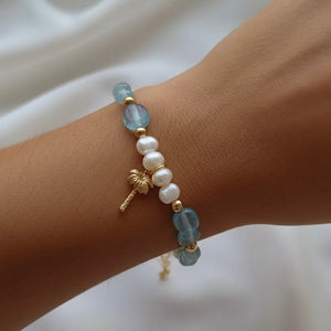 PALMA BEACH – Bracciale con Acquamarina e Perle - OE!