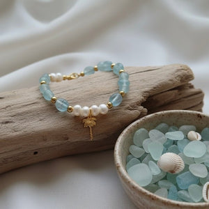 PALMA BEACH – Bracciale con Acquamarina e Perle - OE!