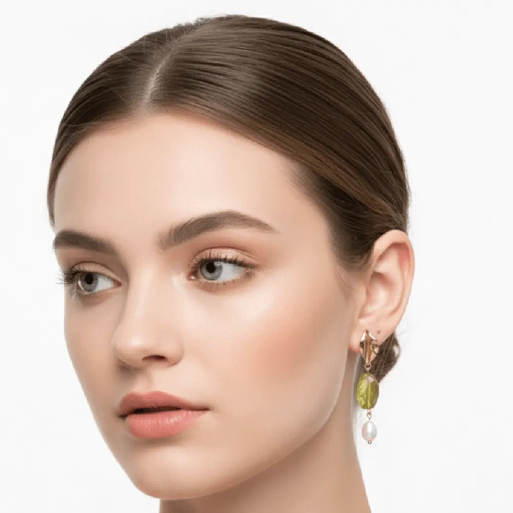 Peridot grace orecchini peridoto e perla naturale unica