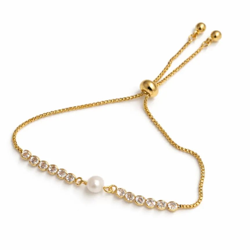 Perla madre bracciale zirconi e perla artigianale - OE!