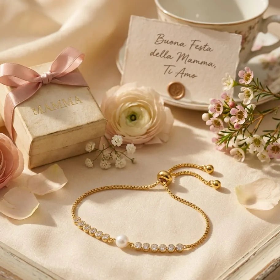 Perla madre bracciale zirconi e perla artigianale - OE!