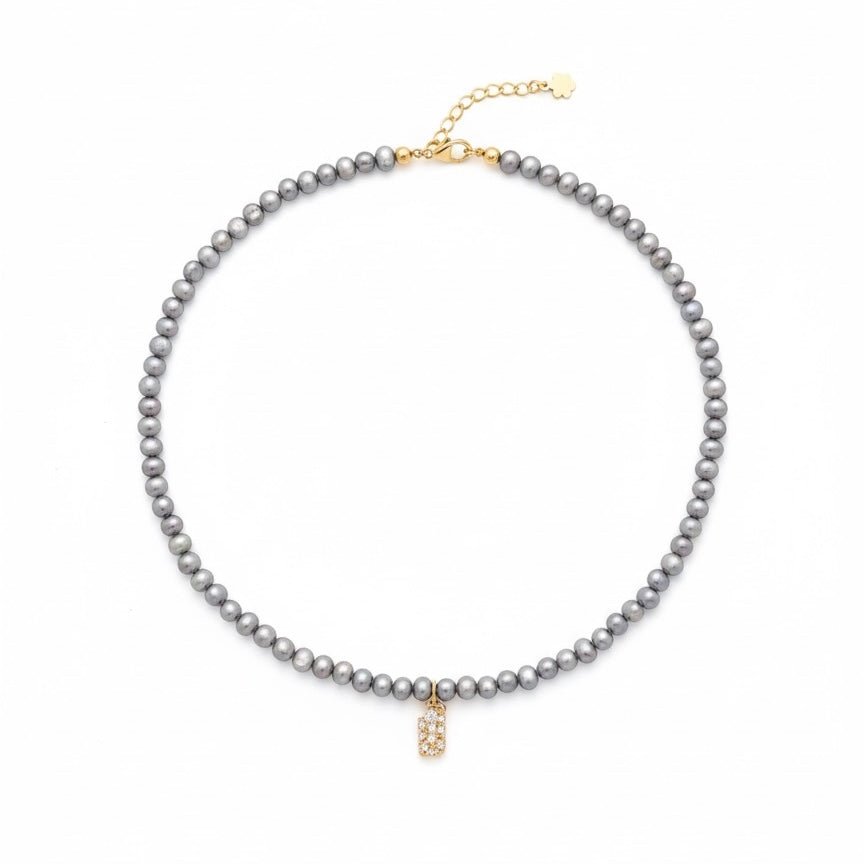 PERLUNE - Collana di Perle con Pendente in Ottone Placcato Oro e Zirconi – Gioiello Elegante Made in Italy - OE!