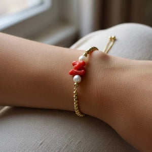 PIETRE ORANGE – bracciale in acciaio placcato oro 18K con pietre naturali - OE!