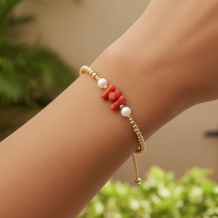 PIETRE ORANGE – bracciale in acciaio placcato oro 18K con pietre naturali - OE!