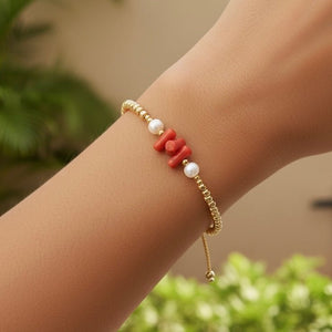 PIETRE ORANGE – bracciale in acciaio placcato oro 18K con pietre naturali - OE!