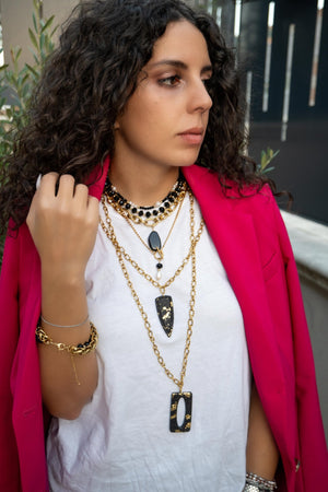 POMPEI - Collana lunga con ciondolo nero - OE!