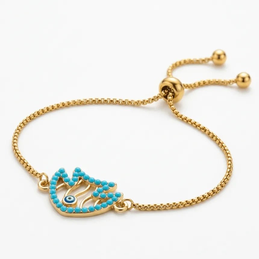 Positano soul bracciale oro 18k e acciaio occhio turco e turchese - OE!