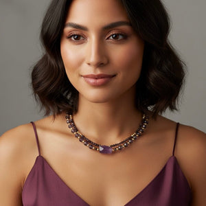 PREZIOSA - Collana con ametista e cristalli - OE!