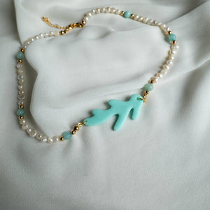 PROFONDO BLU - Collana con perle fi fiume e acquamarina - OE!