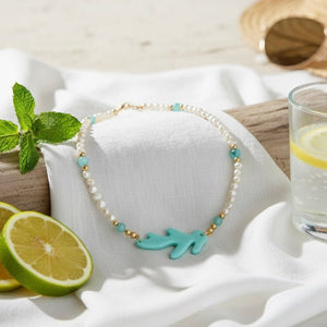 PROFONDO BLU - Collana con perle fi fiume e acquamarina - OE!