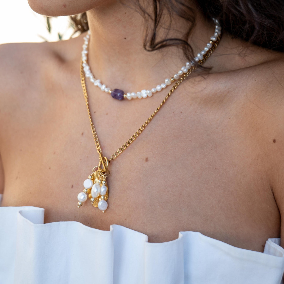 PROFONDO ORO - Collana a catena con perle - OE!