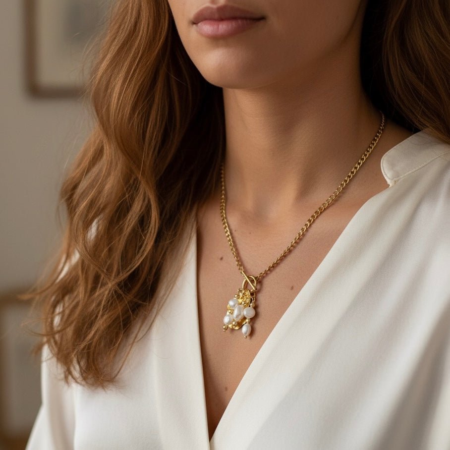 PROFONDO ORO - Collana a catena con perle - OE!