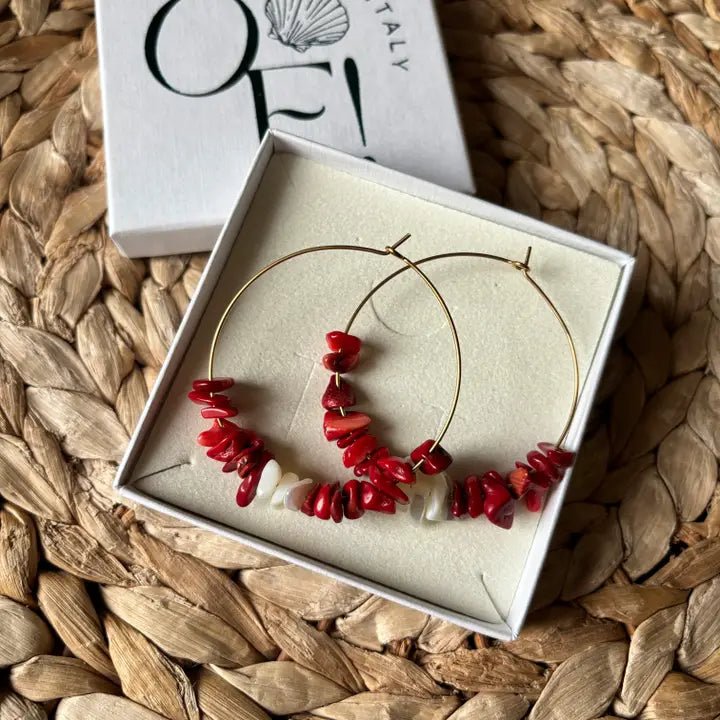 RED CORAL SHIMMER - Orecchini a cerchio - OE!