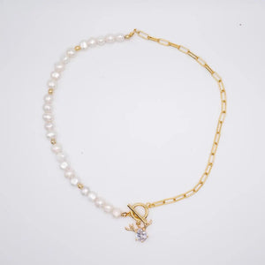 REINDEER – COLLANA A CATENA PLACCATA ORO CON PERLE - OE!