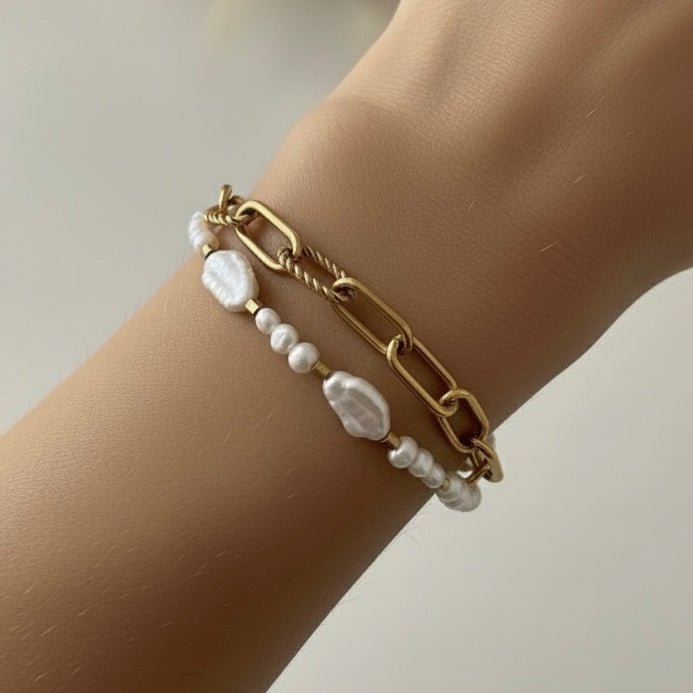 RELAZIONE – Bracciale a catena dorata con perla keshi - OE!