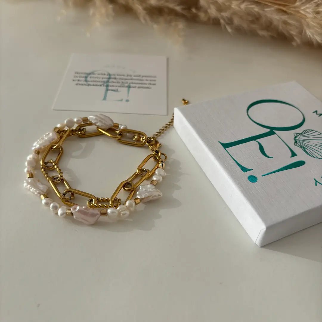 RELAZIONE – Bracciale a catena dorata con perla keshi - OE!