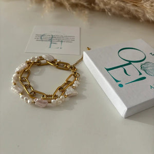 RELAZIONE – Bracciale a catena dorata con perla keshi - OE!