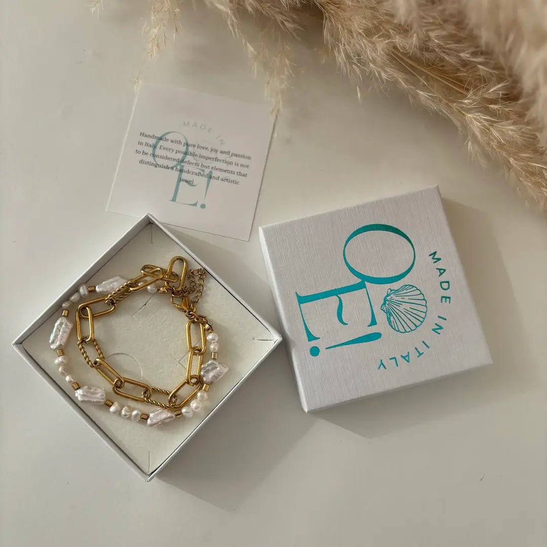 RELAZIONE – Bracciale a catena dorata con perla keshi - OE!