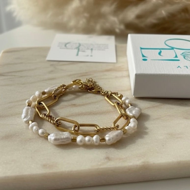 RELAZIONE – Bracciale a catena dorata con perla keshi - OE!