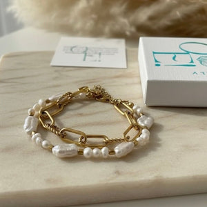 RELAZIONE – Bracciale a catena dorata con perla keshi - OE!