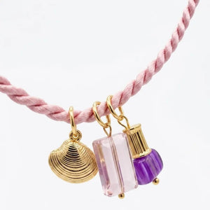 Resort summer collana in corda rosa con charms