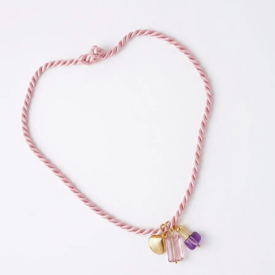 Resort summer collana in corda rosa con charms - OE!