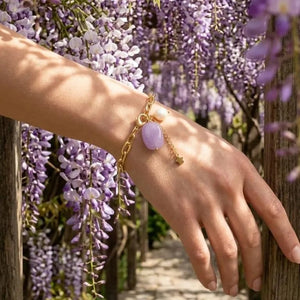 Respiro di primavera bracciale placcato oro 18k e giada - OE!