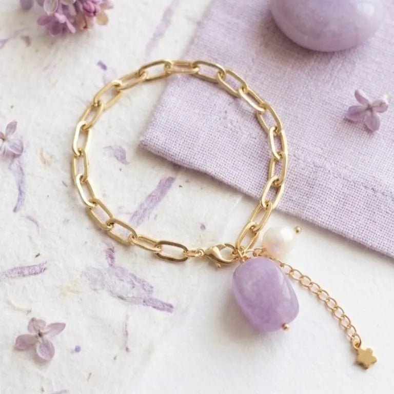 Respiro di primavera bracciale placcato oro 18k e giada - OE!