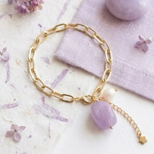 Respiro di primavera bracciale placcato oro 18k e giada - OE!