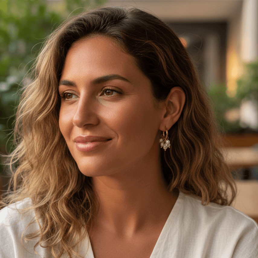 Risveglio amalfitano orecchini a cerchio con perle naturali