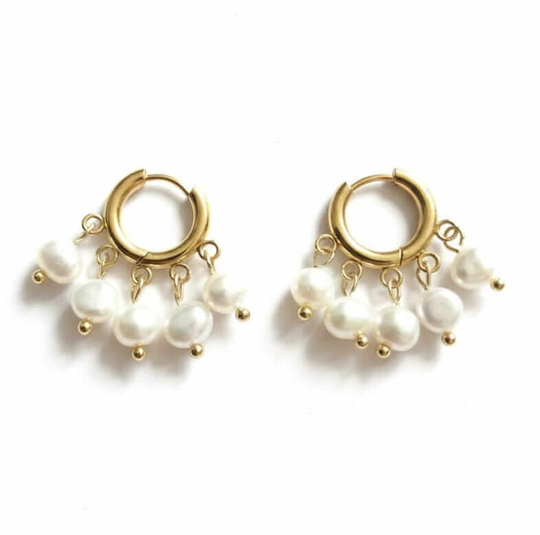 Risveglio amalfitano orecchini a cerchio con perle naturali
