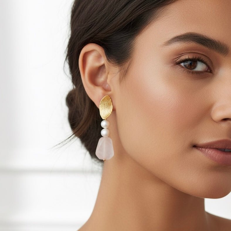 Rose Quartz Leaf - Orecchini - OE!