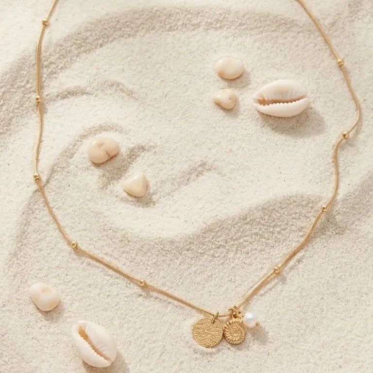 Sabbia oro collana artigianale placcata oro con pendenti - OE!