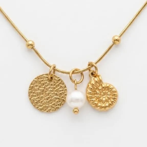 Sabbia oro collana artigianale placcata oro con pendenti - OE!