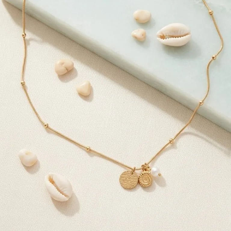 Sabbia oro collana artigianale placcata oro con pendenti - OE!
