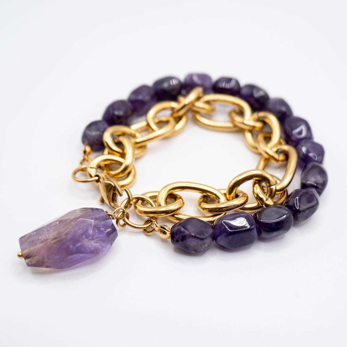 SASSI - Bracciale con ametista e catena - OE!