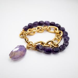 SASSI - Bracciale con ametista e catena - OE!